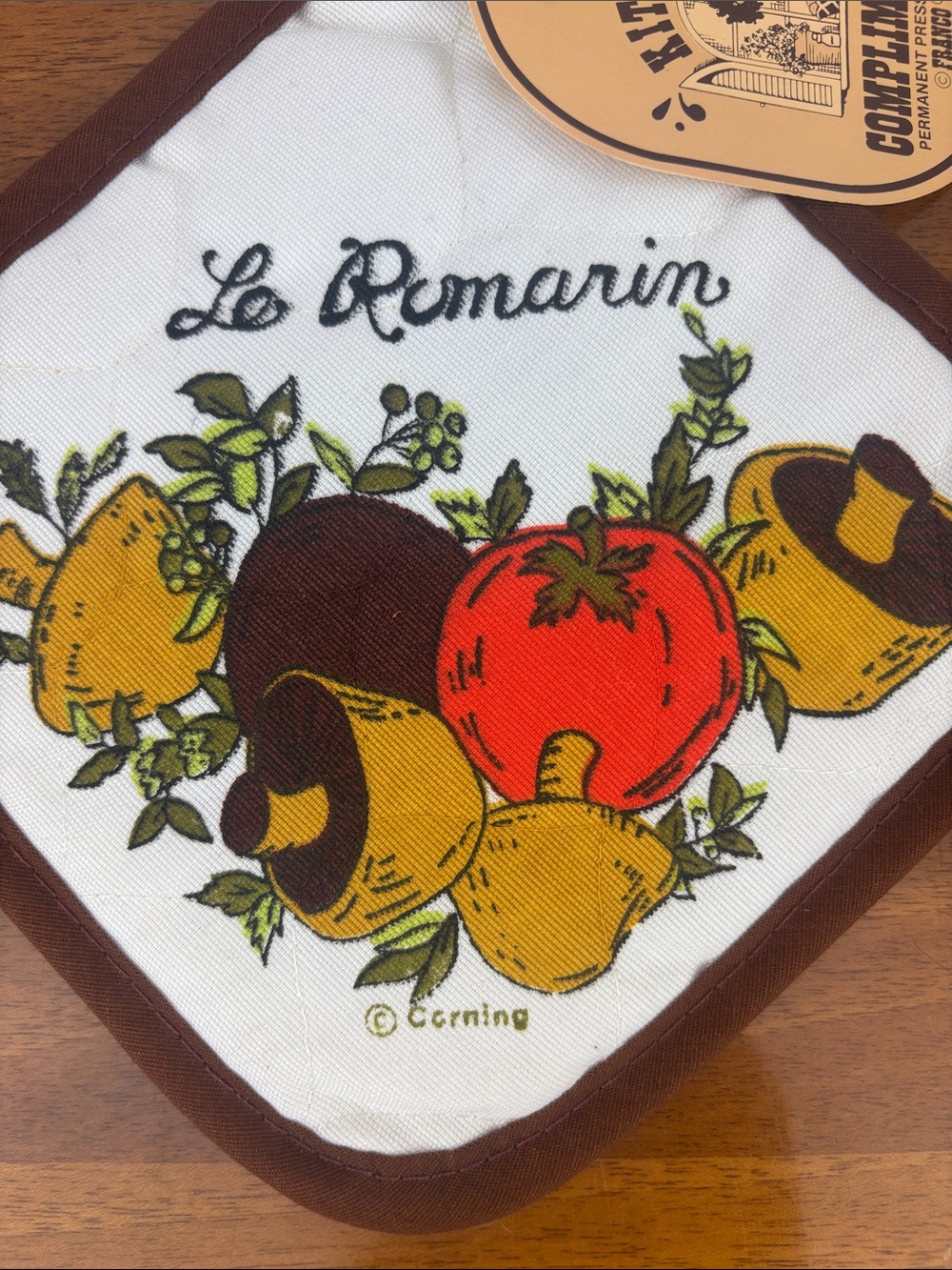 Vintage 70s “spice of life” le Romarin pattern Franco Corning potholder (NOS) - Picture 6 of 7